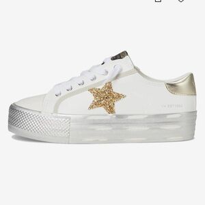 Vintage Havana White and Gold Star Sneakers